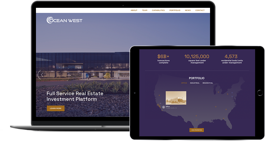 Ocean West commercial real estate new website inMotion Real Estate Media